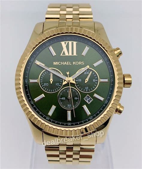 michael kors watch men's lexington chrono green dial gold-tone mk8446|Michael Kors lexington.